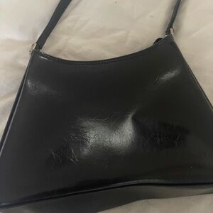 Liz Claiborne Black Shoulder Bag with Shiny Finish